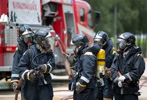 Emergency response team in action with flashing lights